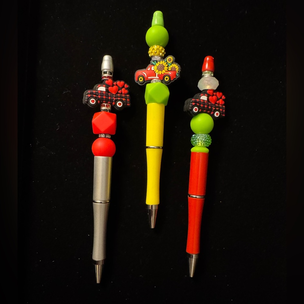 Handmade Beaded Red Truck Pens - You Choose 1 🧁